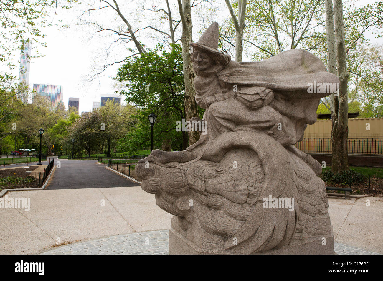 Witch sculpture in Central Park in New York City, USA. It depicts a