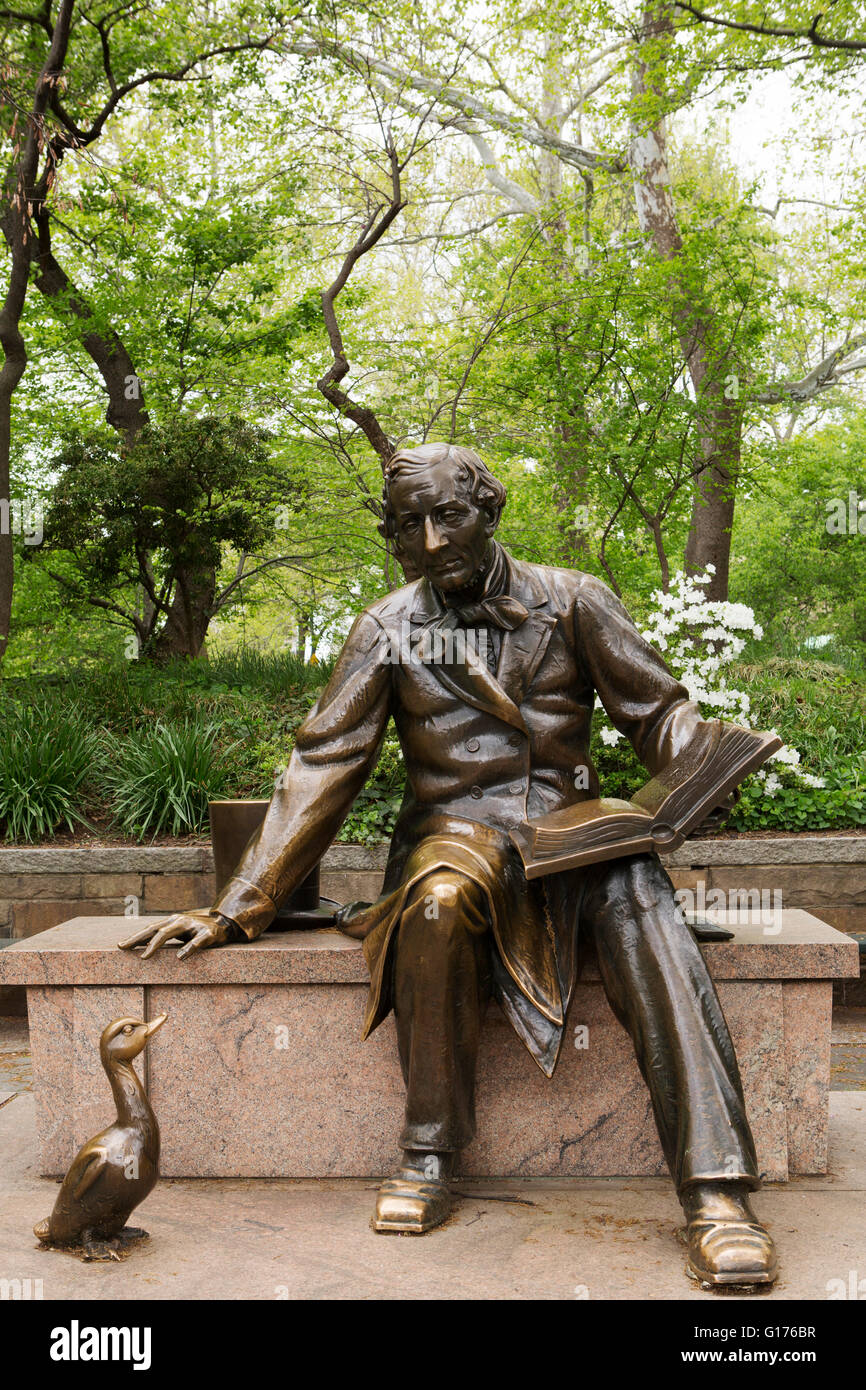 Statue of Hans Christian Andersen at Central Park in New York City, USA