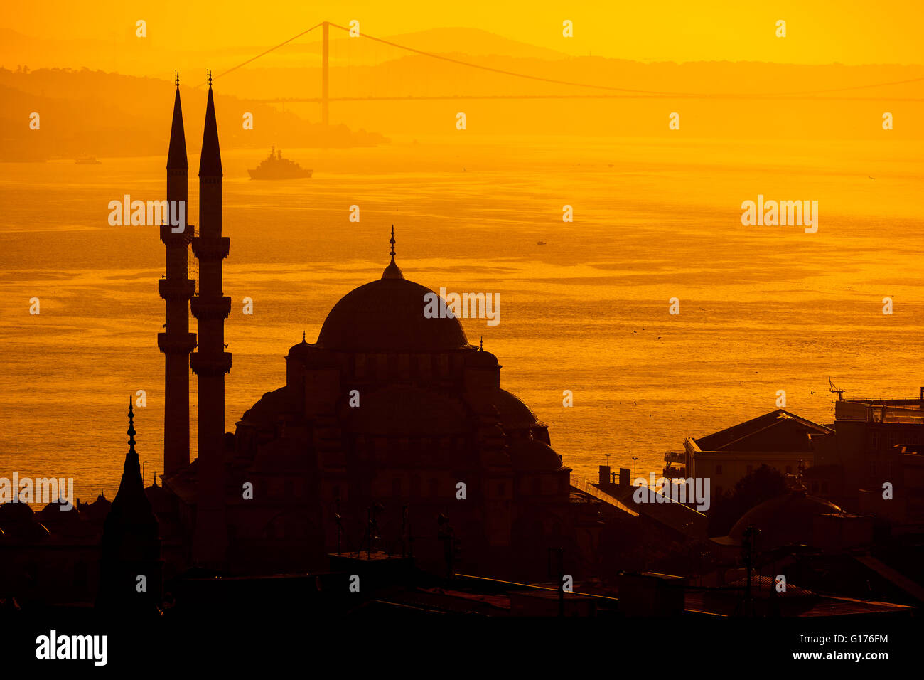 Mosque sihouette, Istanbul Stock Photo