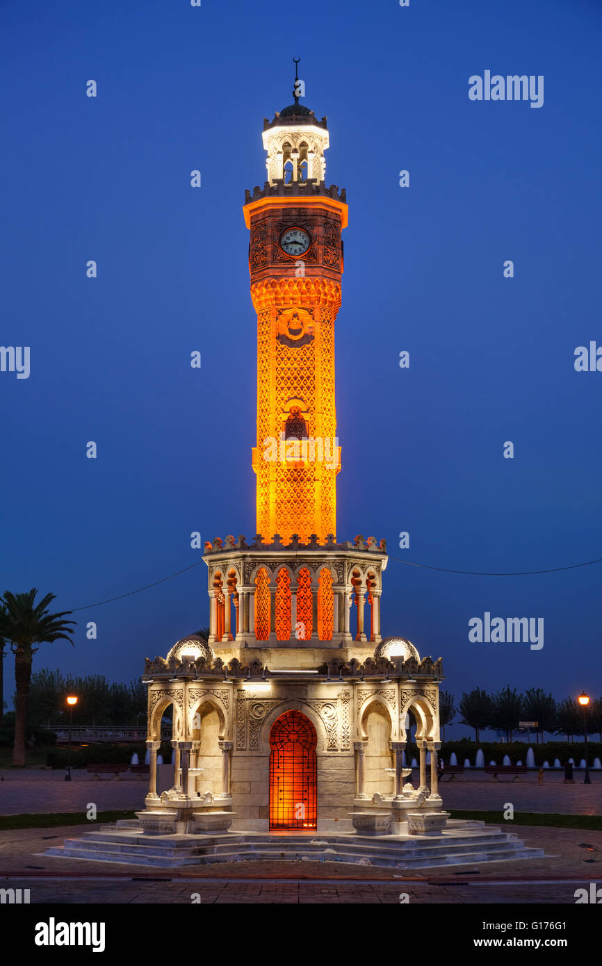 Izmir clock tower at night Stock Photo