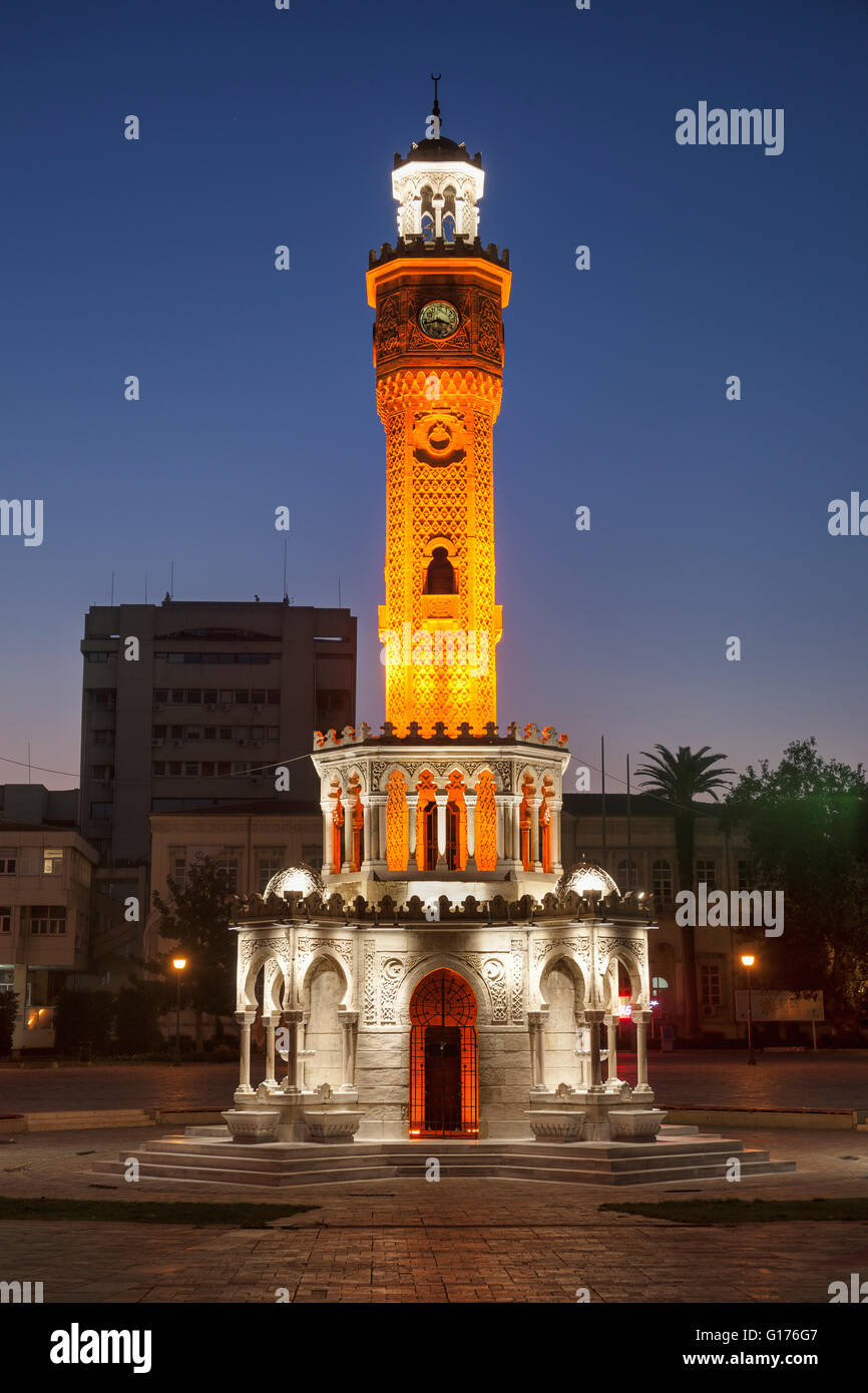 Izmir clock tower at night Stock Photo
