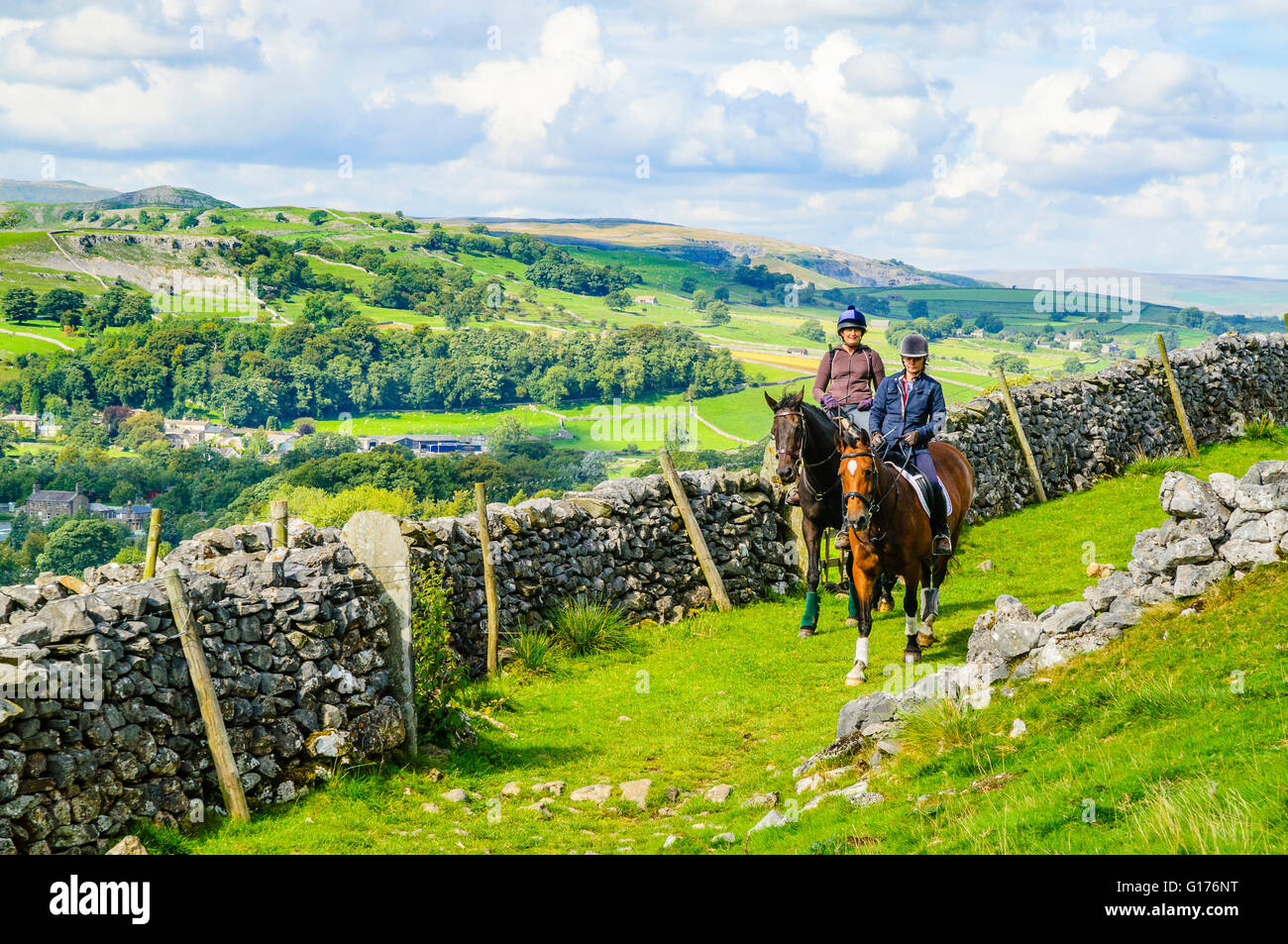 Two women on horseback on the Settle Loop equestrian/mountain bike