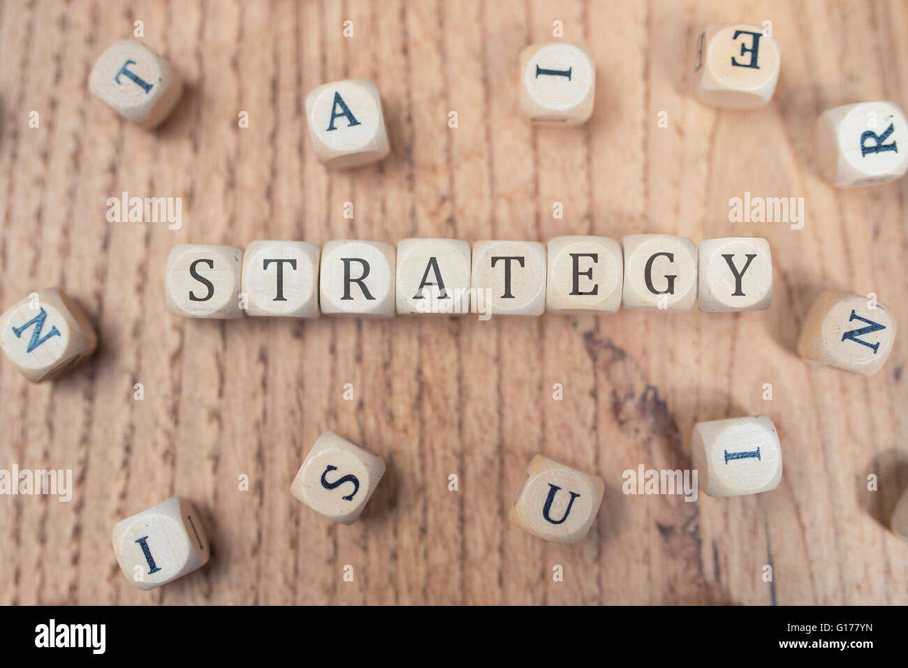 Strategy word with wooden cubes Stock Photo