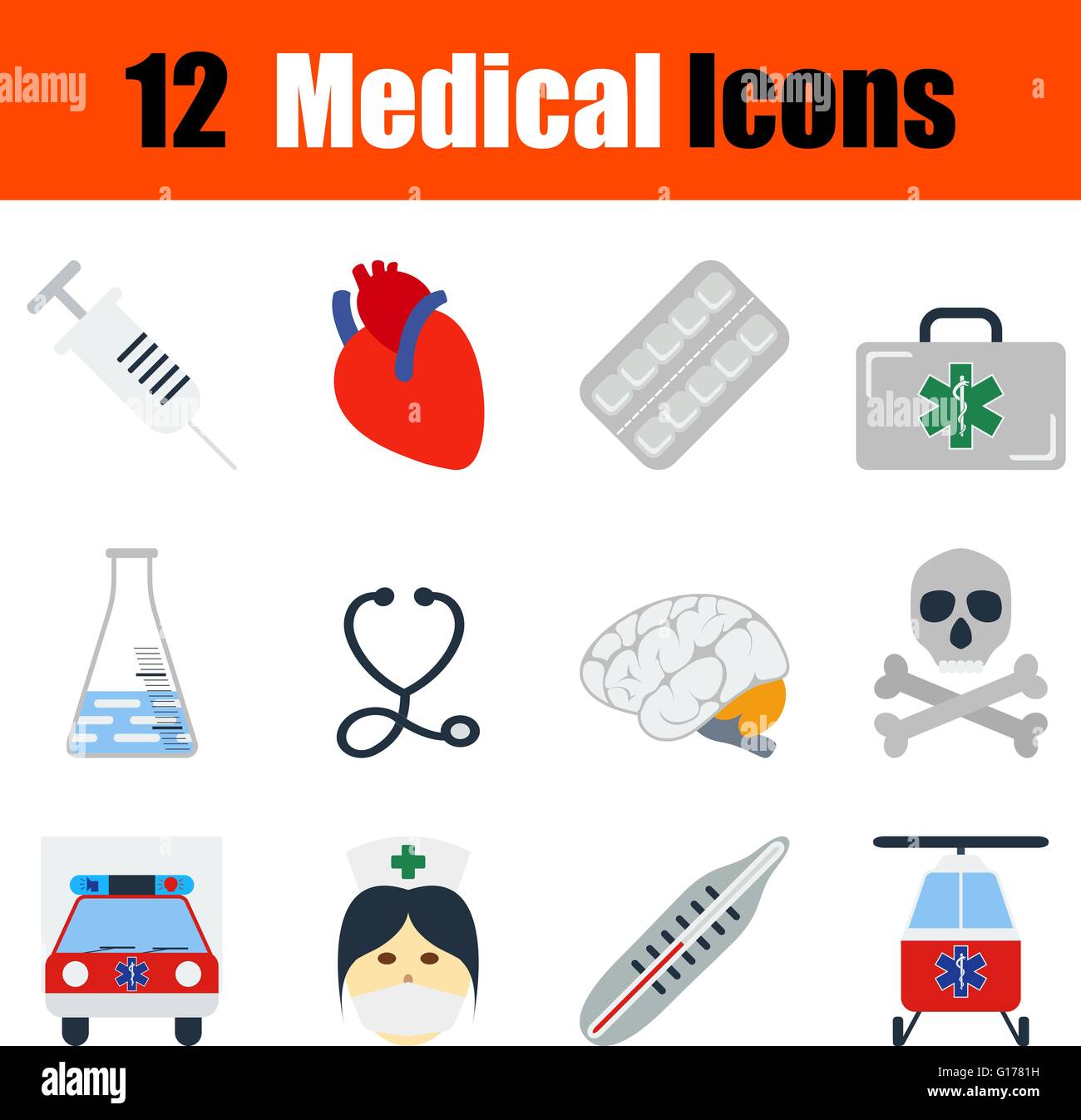 Flat design medical icon set in ui colors. Vector illustration Stock ...