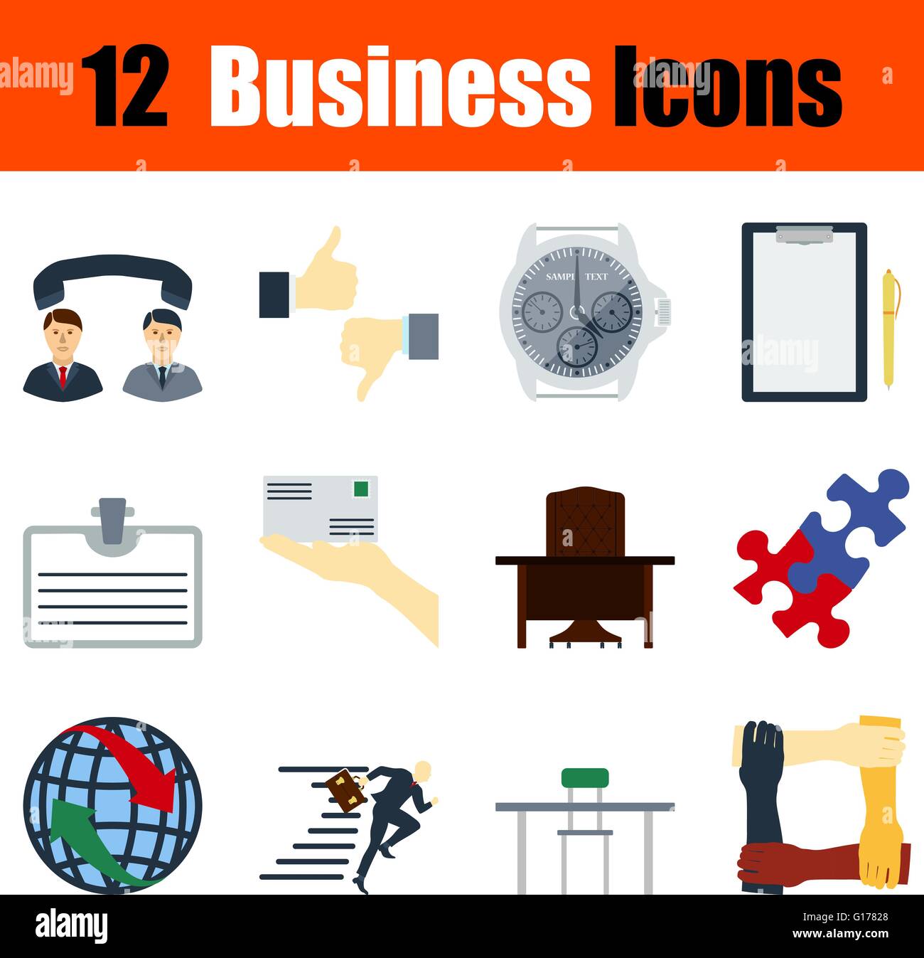 Flat design business icon set in ui colors. Vector illustration Stock ...