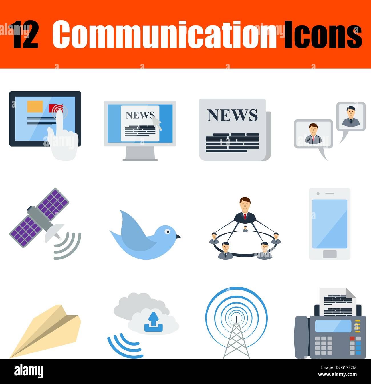 Flat design communication icon set in ui colors. Vector illustration ...