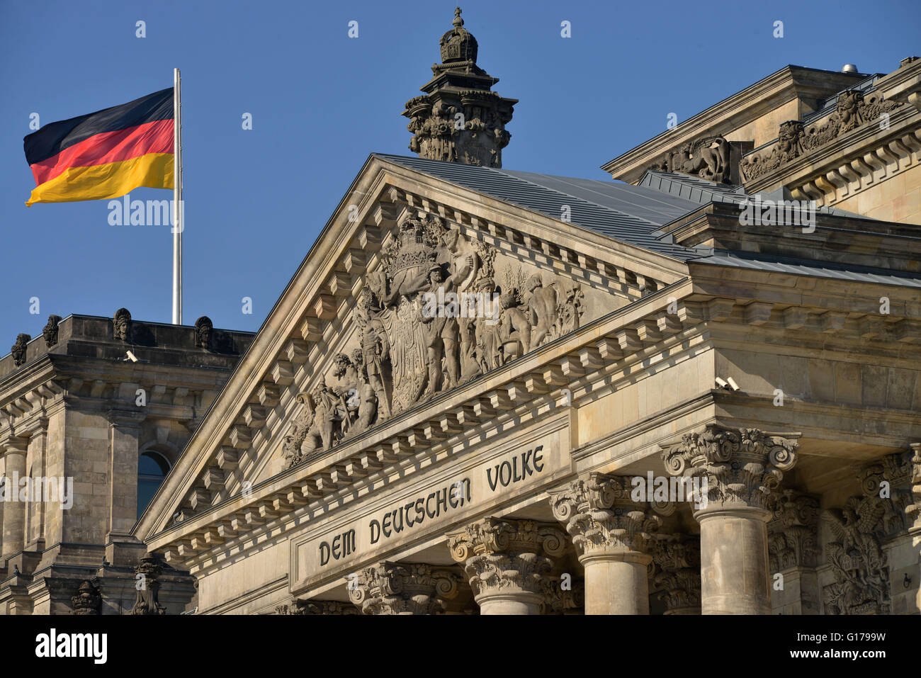 Giebel, Reichstag, Tiergarten, Berlin, Deutschland Stock Photo