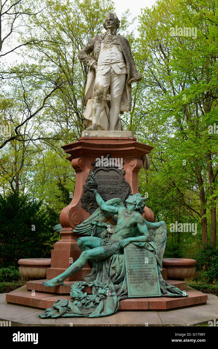 Gotthold Ephraim Lessing, Denkmal, Grosser Tiergarten, Tiergarten, Berlin, Deutschland Stock Photo