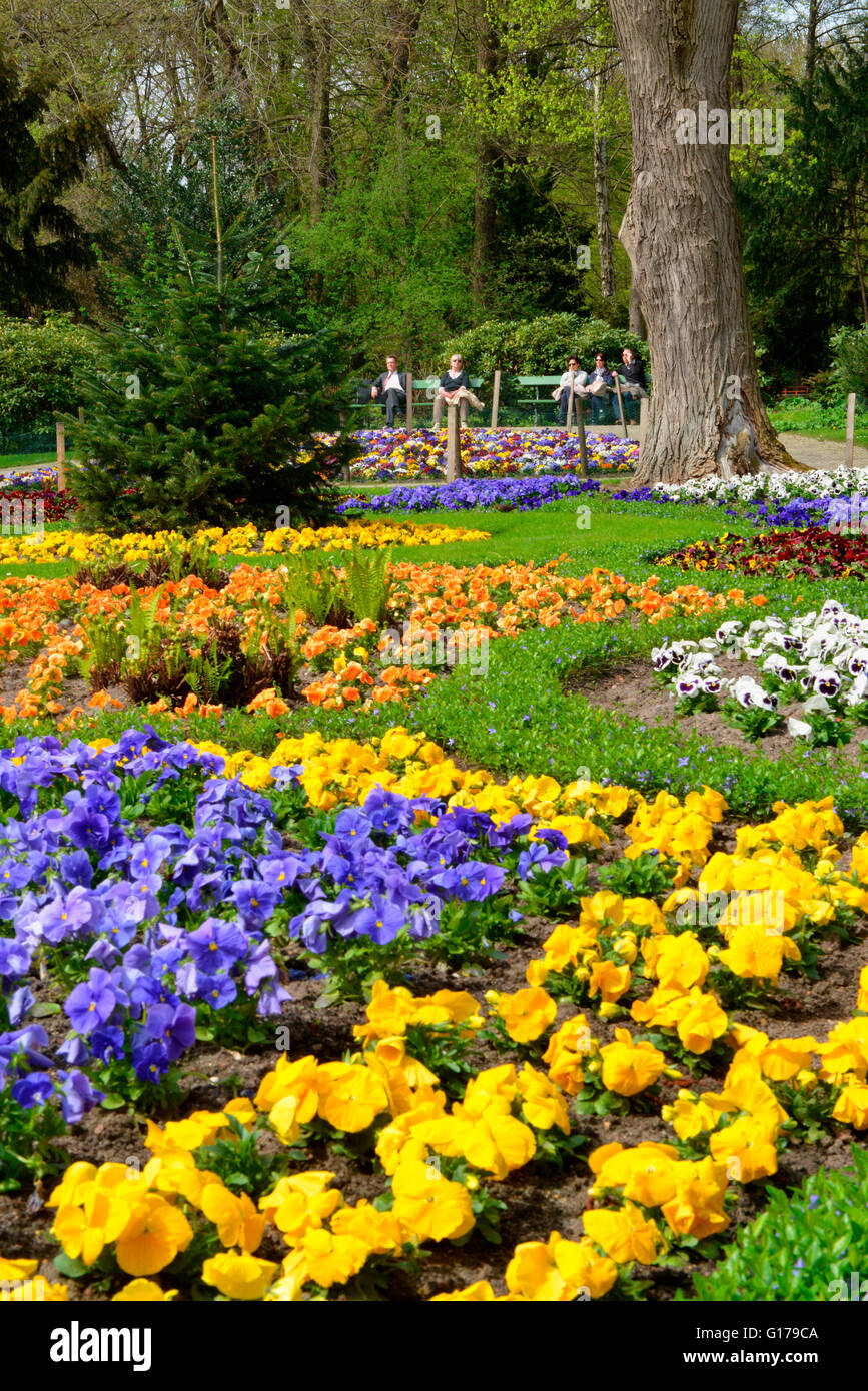 Blumenbeete, Luiseninsel, Park, Grosser Tiergarten, Tiergarten, Berlin, Deutschland Stock Photo