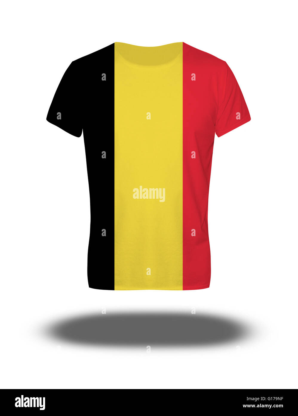 Belgium flag t-shirt on white background with shadow Stock Photo