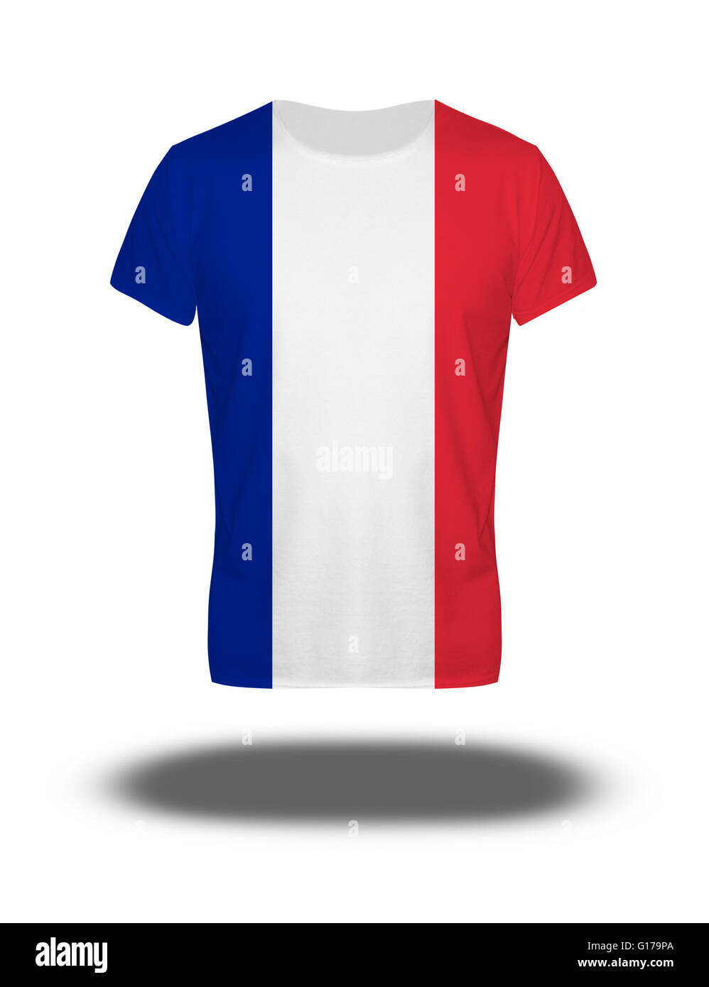 France flag t-shirt on white background with shadow Stock Photo