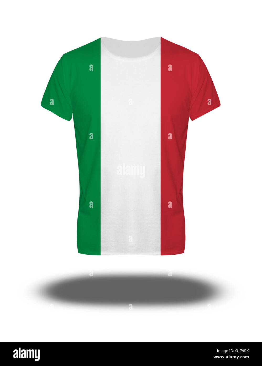 Italy flag t-shirt on white background with shadow Stock Photo