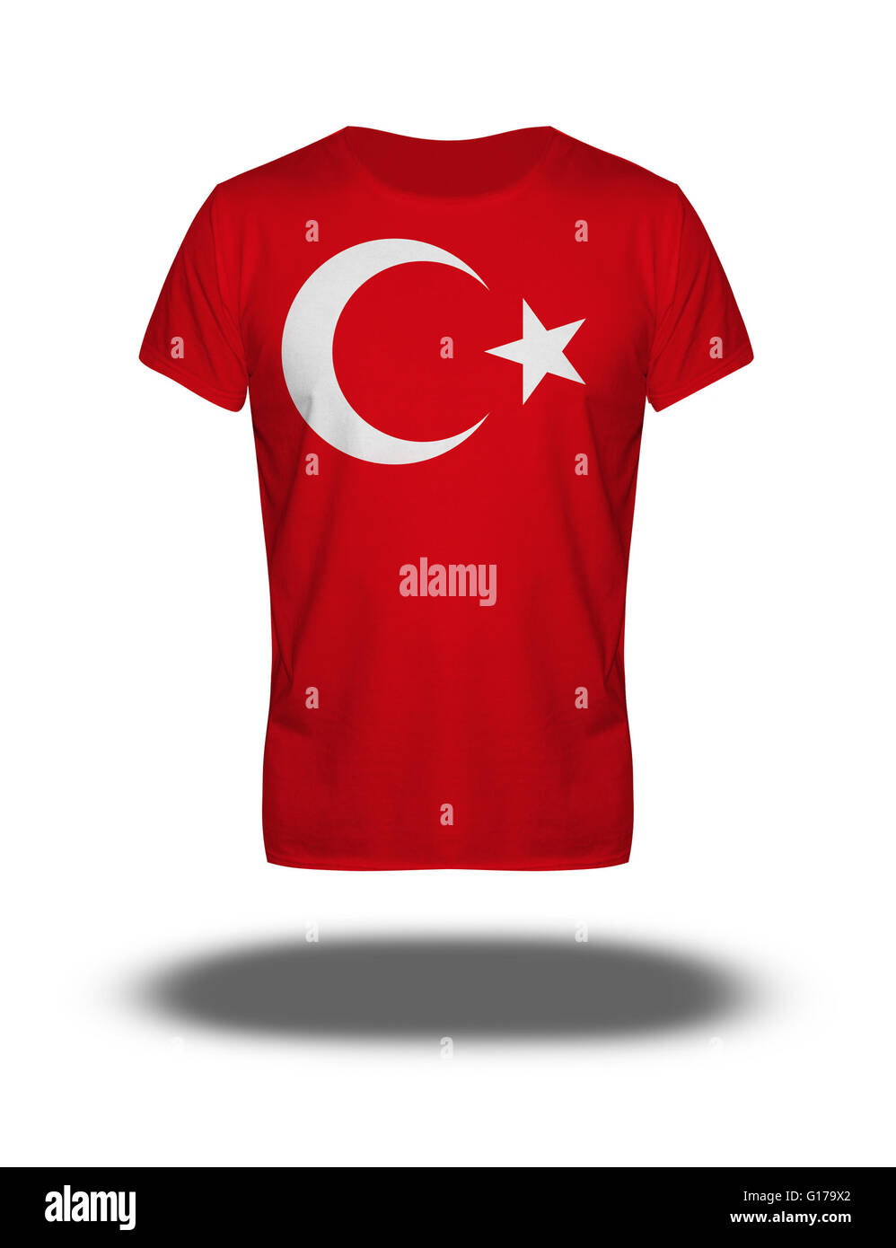 Turkey flag t-shirt on white background with shadow Stock Photo