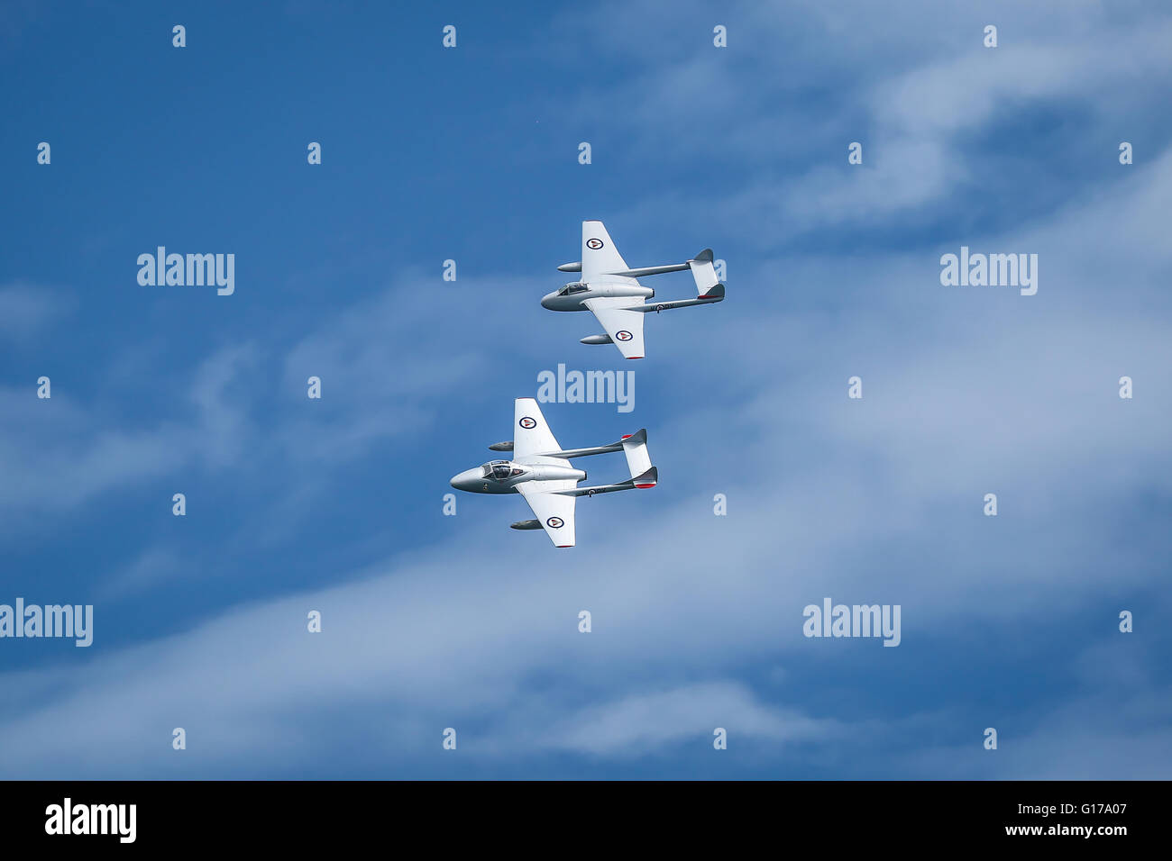 Planes, jets and helicopters fly during air show Stock Photo