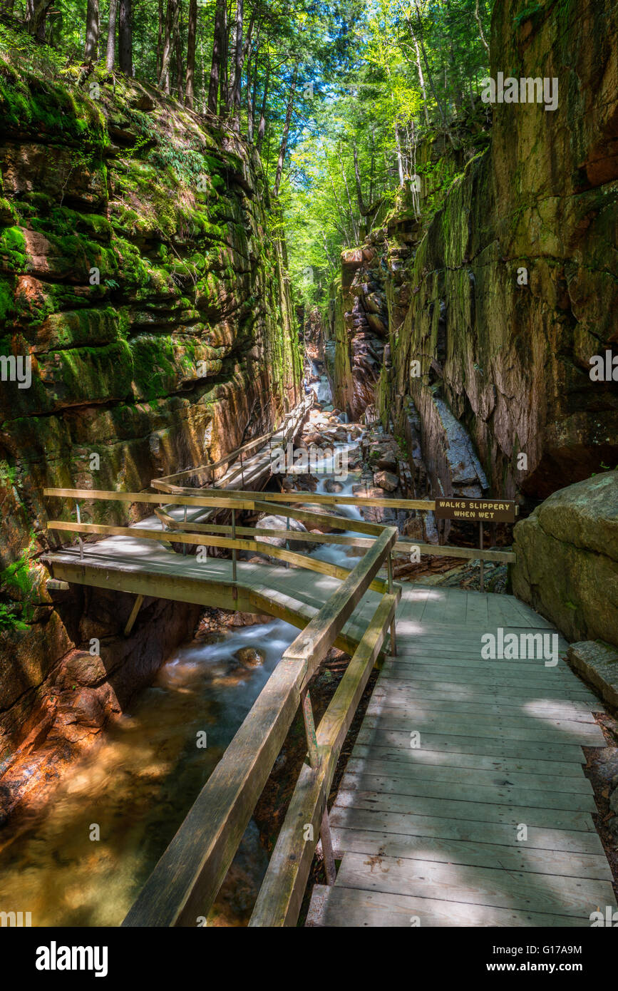 Flume Gorge in Franconia Notch State Park, New Hampshire Stock Photo
