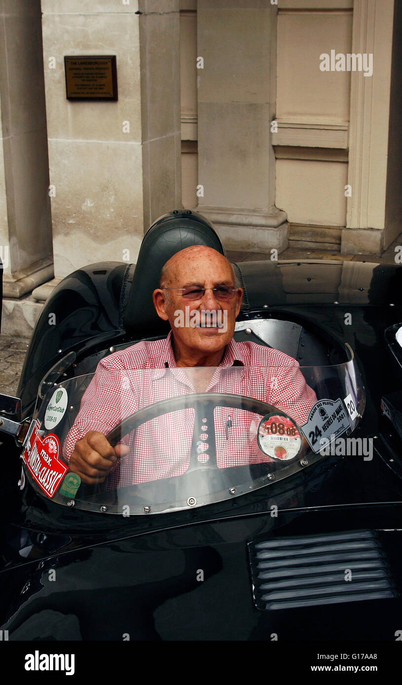 Sir Stirling Moss in a 1948 Jaguar XK in London Stock Photo