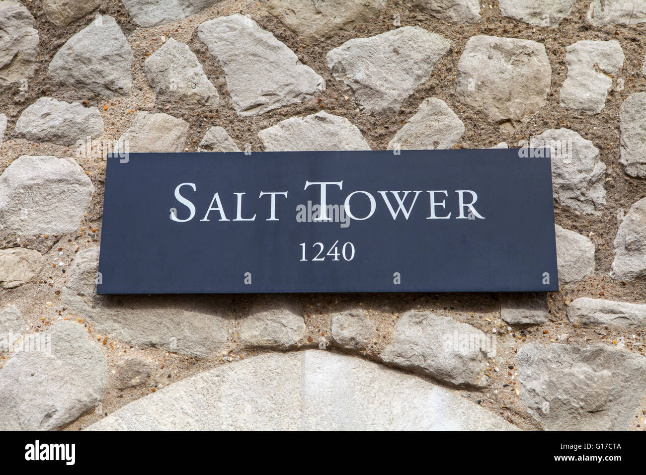 A view of the Salt Tower at the Tower of London.  A total of 21 towers make up the historic Tower of London fortification. Stock Photo