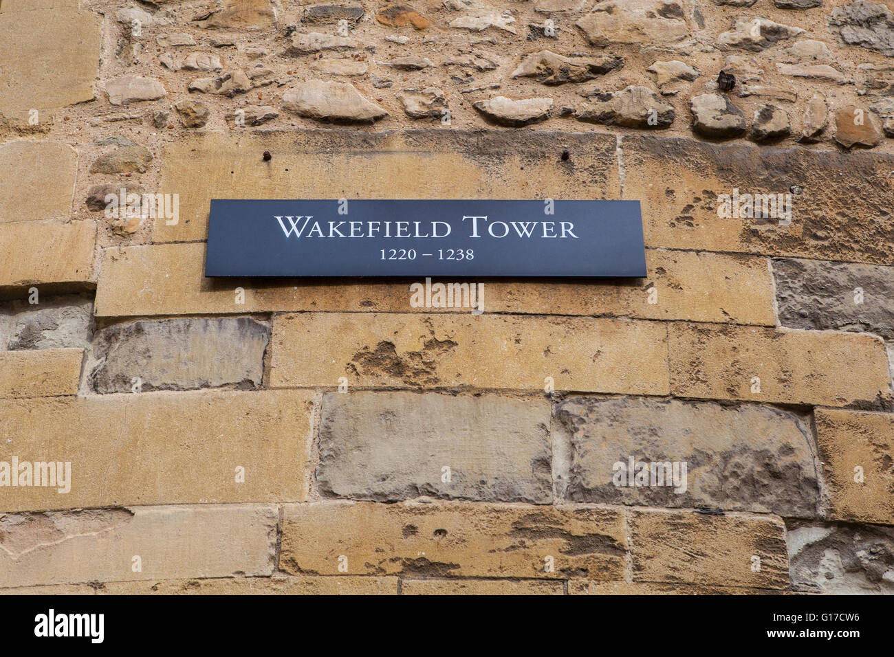 A view of the Wakefield Tower at the Tower of London.  A total of 21 towers make up the historic Tower of London fortification. Stock Photo