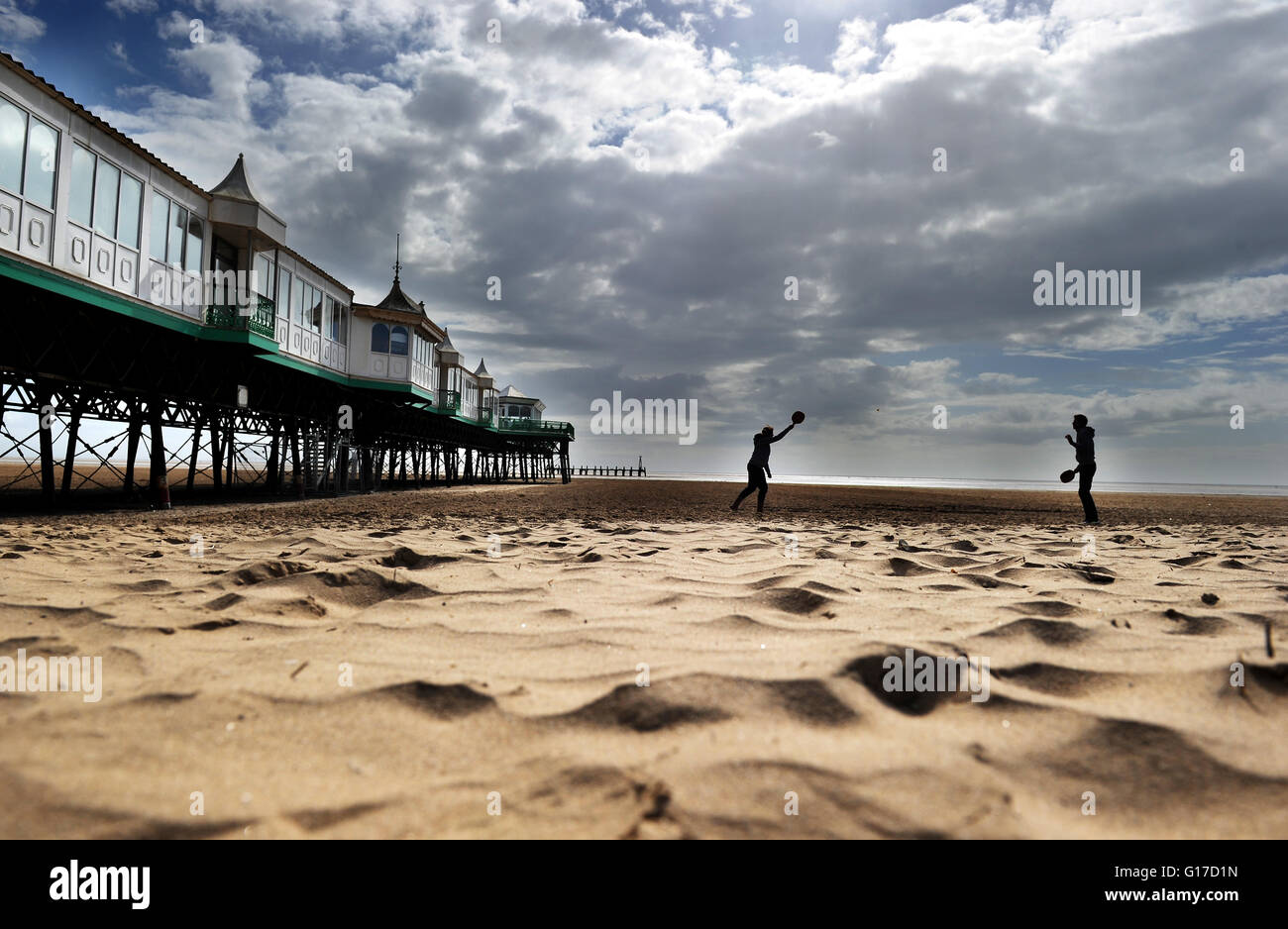 Quiet spring day on the beach at Lytham St Anne's, Lancashire. Picture by Paul Heyes, Monday May 02, 2016. Stock Photo