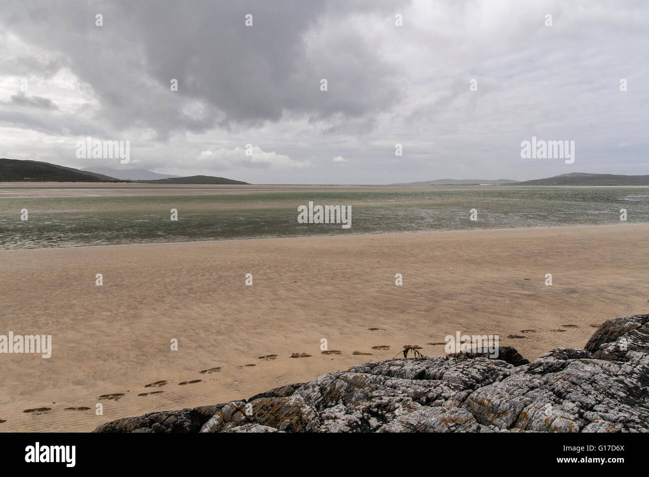 The sands of Luskentyre  Gaelic: Losgaintir Stock Photo