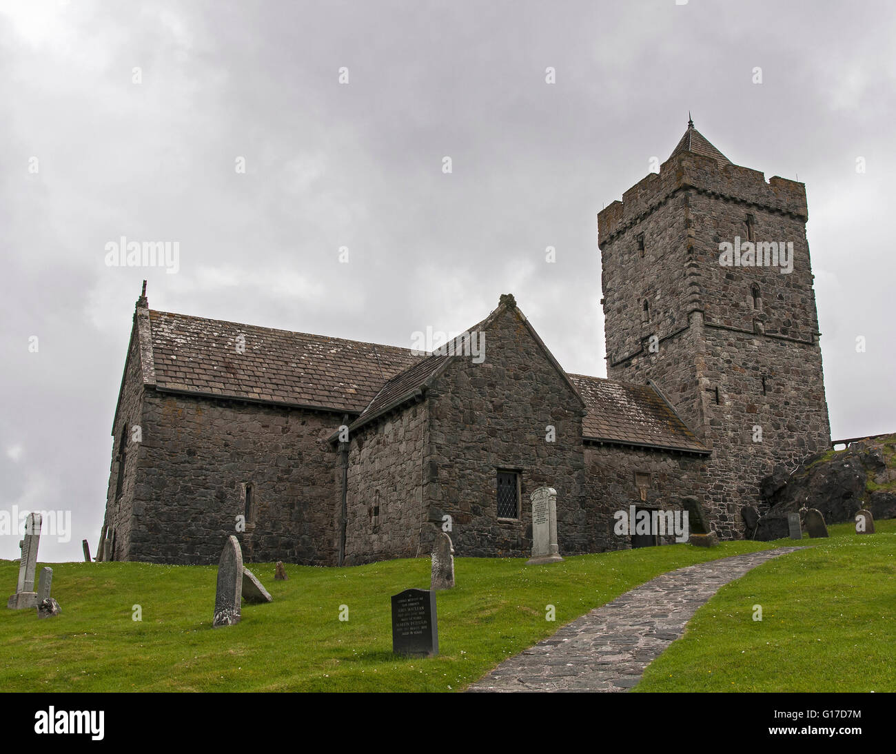 St Clement's Church, Rodel, Harris, Scotland. Stock Photo