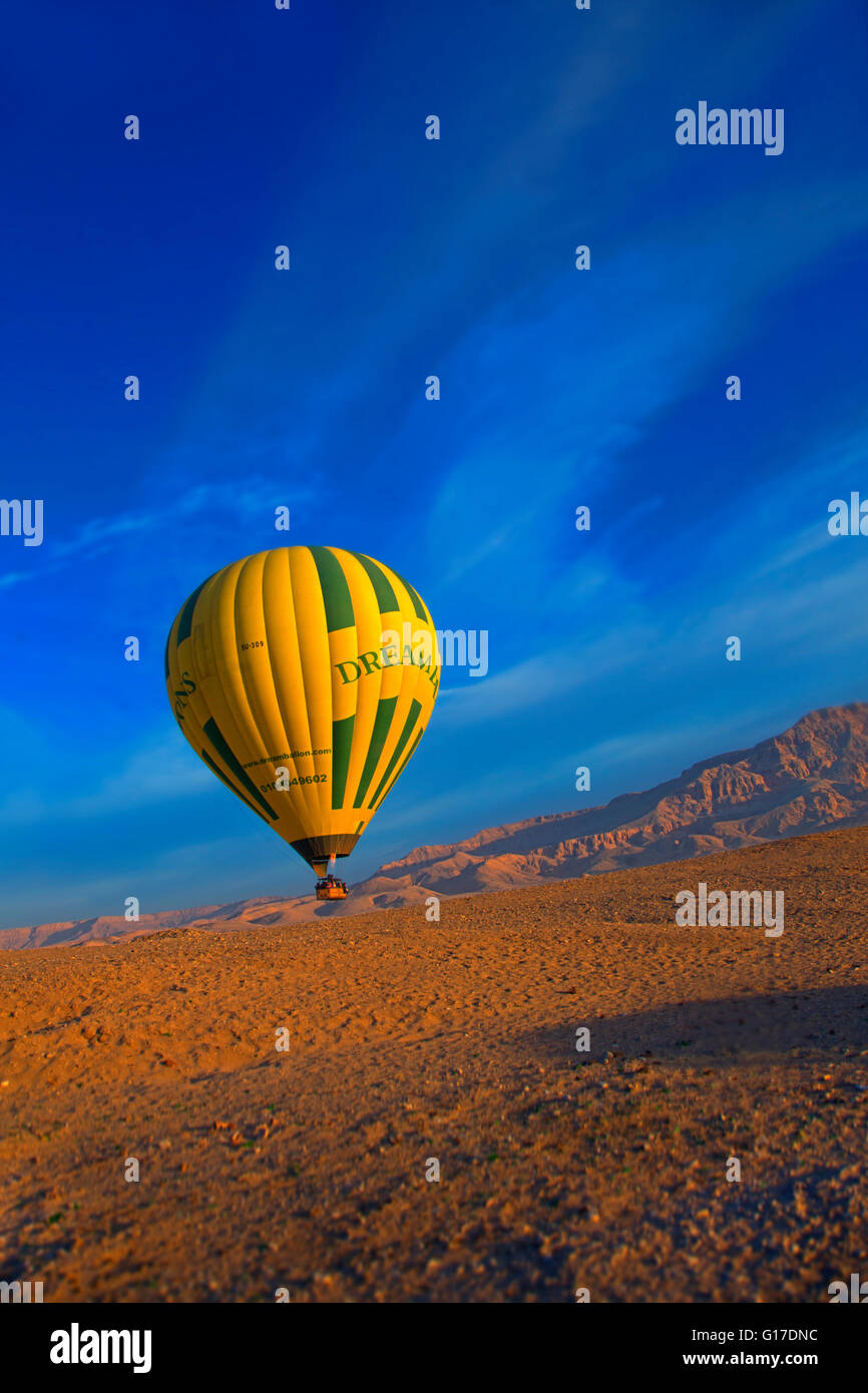 Hot air Balloon over luxor (Landing attempt ) Stock Photo