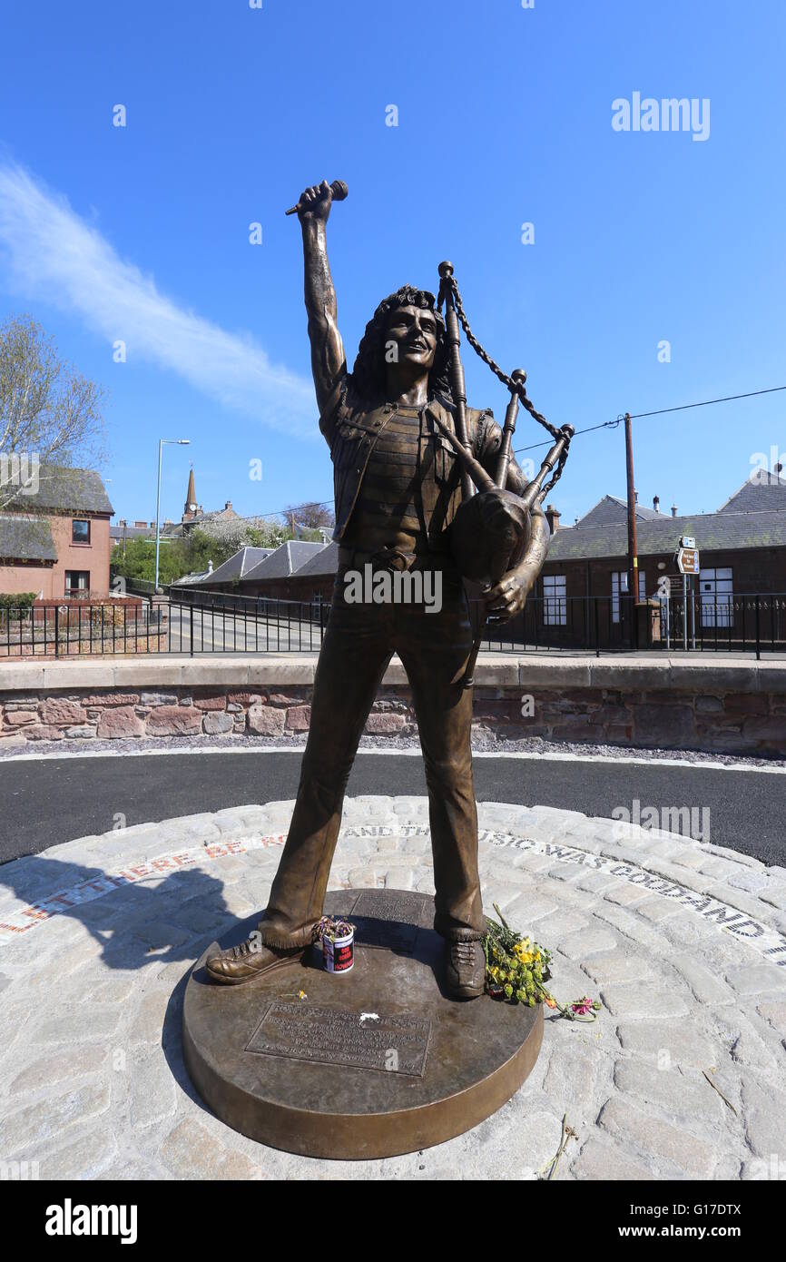Life sized statue of AC/DC singer Bon Scott in Kirriemuir Scotland May ...