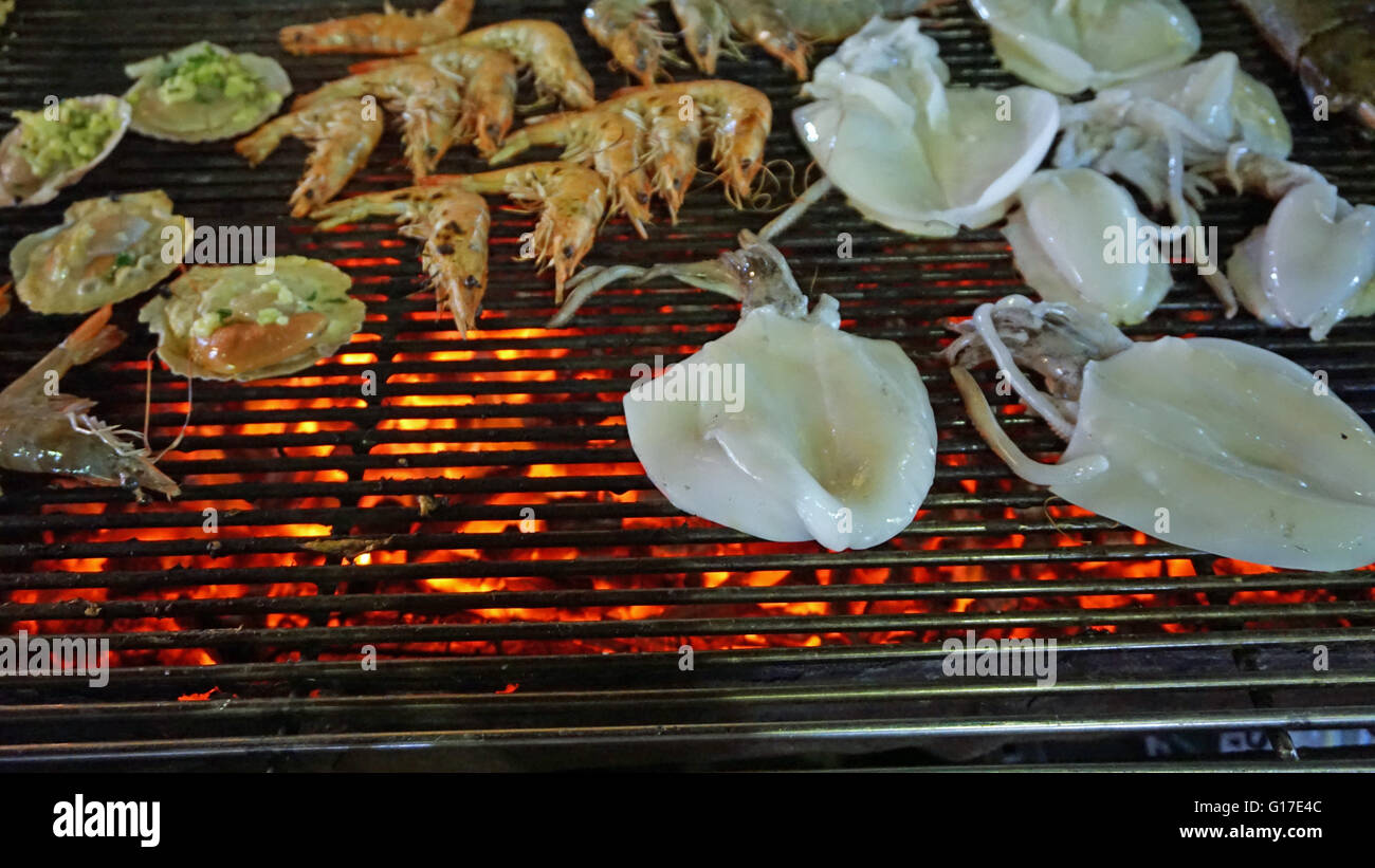asian street food with local fresh fish Stock Photo - Alamy