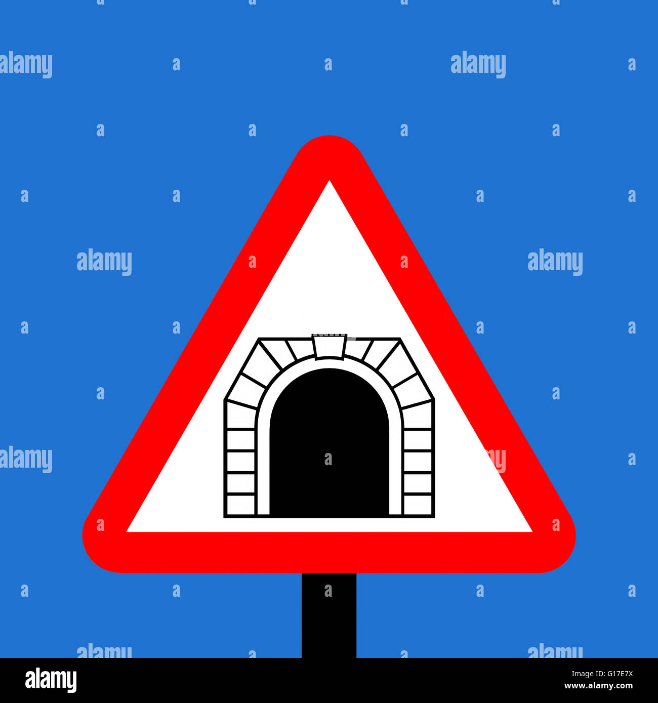 Warning triangle tunnel sign Stock Photo Alamy