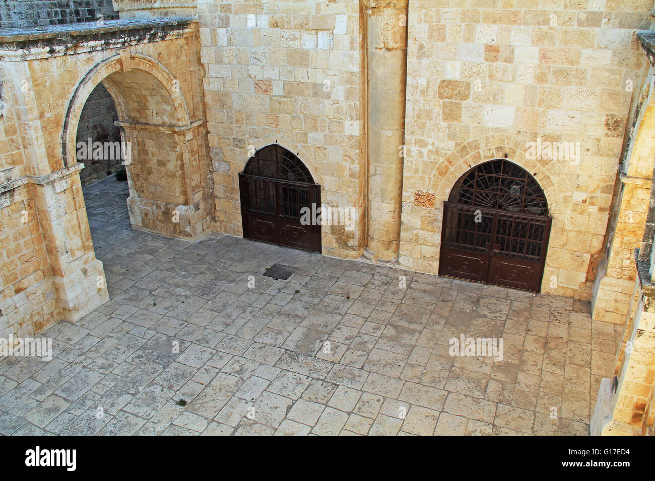 Inside the Golden Gate, also known as the Eastern Gate as seen from the Temple Mount in Old Jerusalem, Israel. Stock Photo