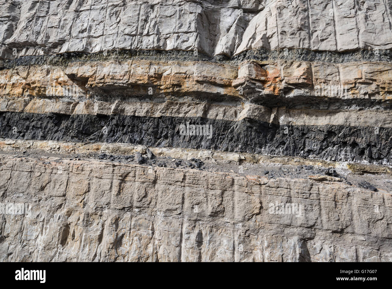 Coal seam in a road cut in Carbon County, Utah Stock Photo Alamy