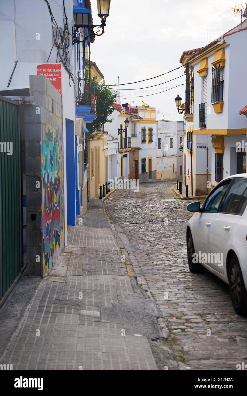 Charming old cobbled street in Algeciras , Southern Spain. Stock Photo