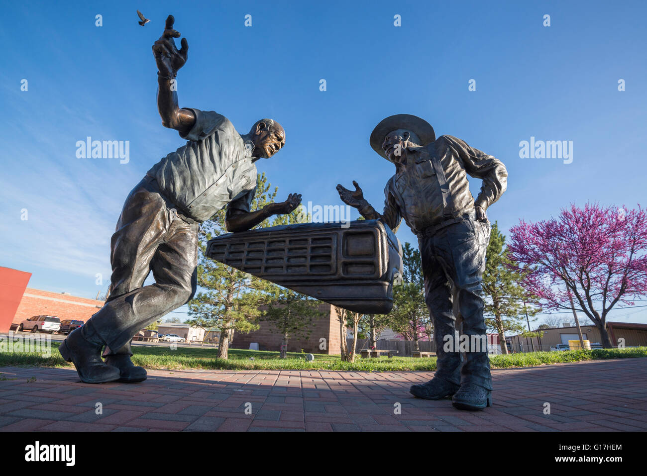 'Partners' bronze sculpture in Artesia, New Mexico. Stock Photo