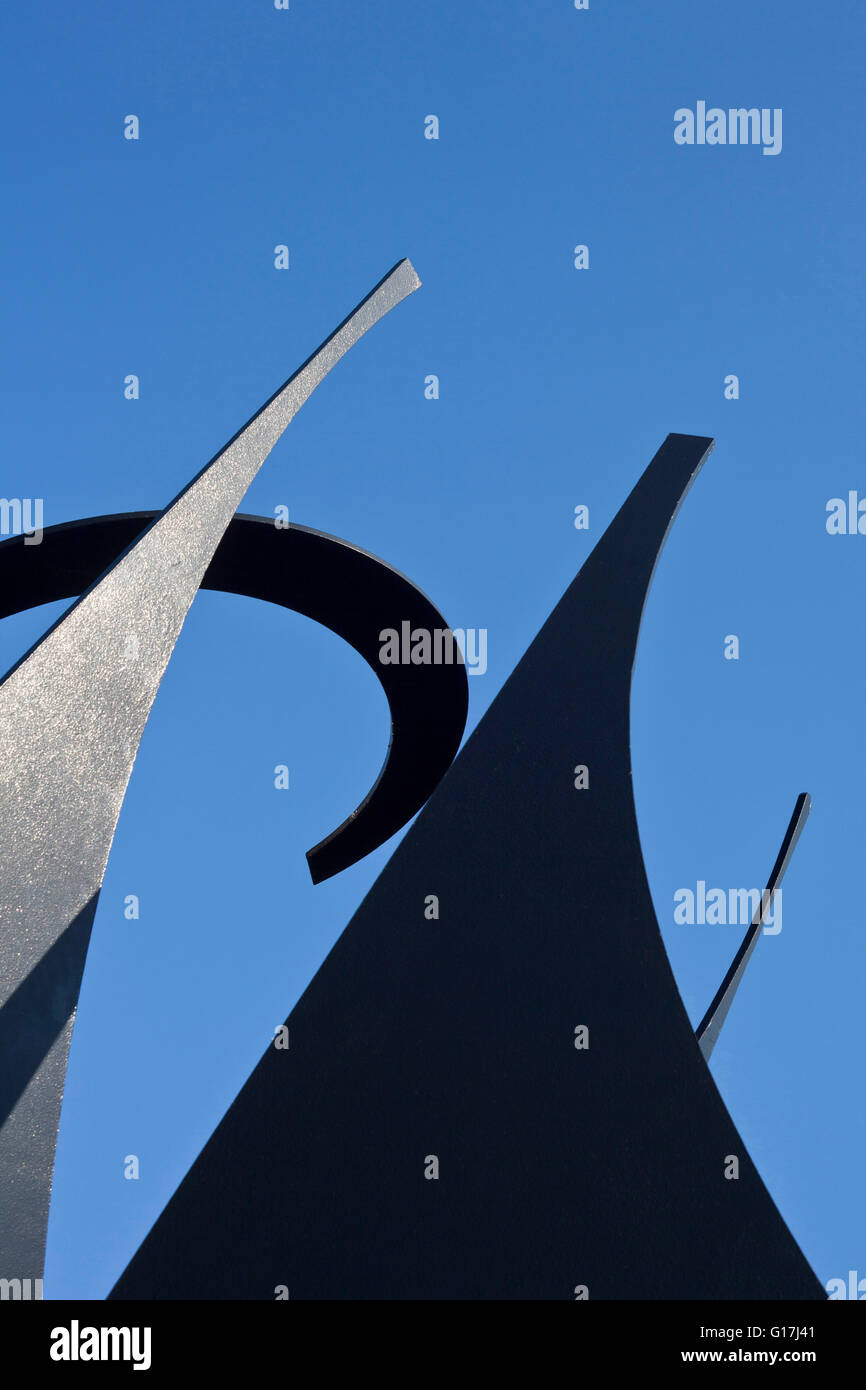 Detail of a dynamic structure made of iron with organic forms and curves Stock Photo