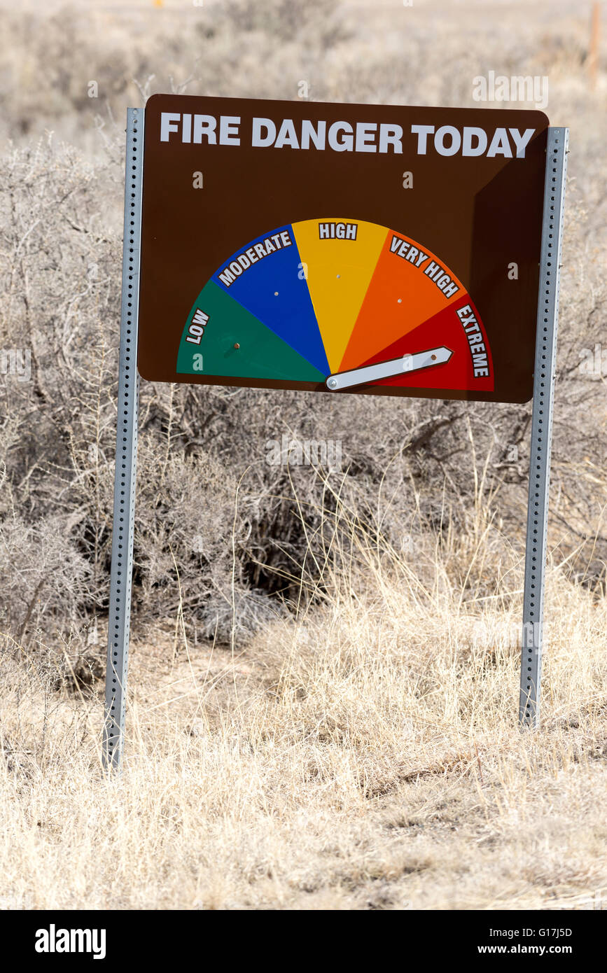 Fire danger sign showing extreme. Stock Photo