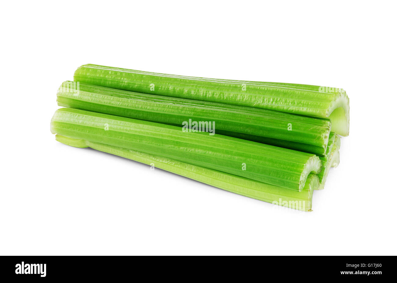fresh celery sticks isolated on a white background Stock Photo