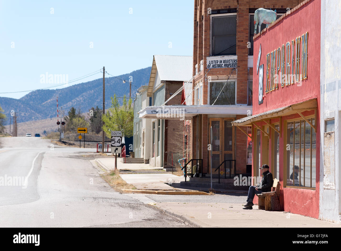 Watching the world go by in Carrizozo, New Mexico Stock Photo Alamy