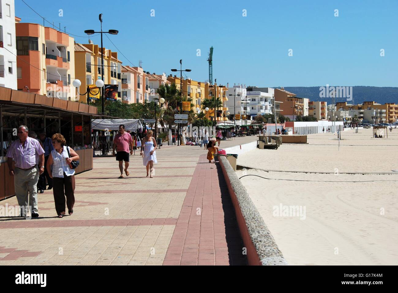 View along the promenade and beach during the Summertime, Barbate