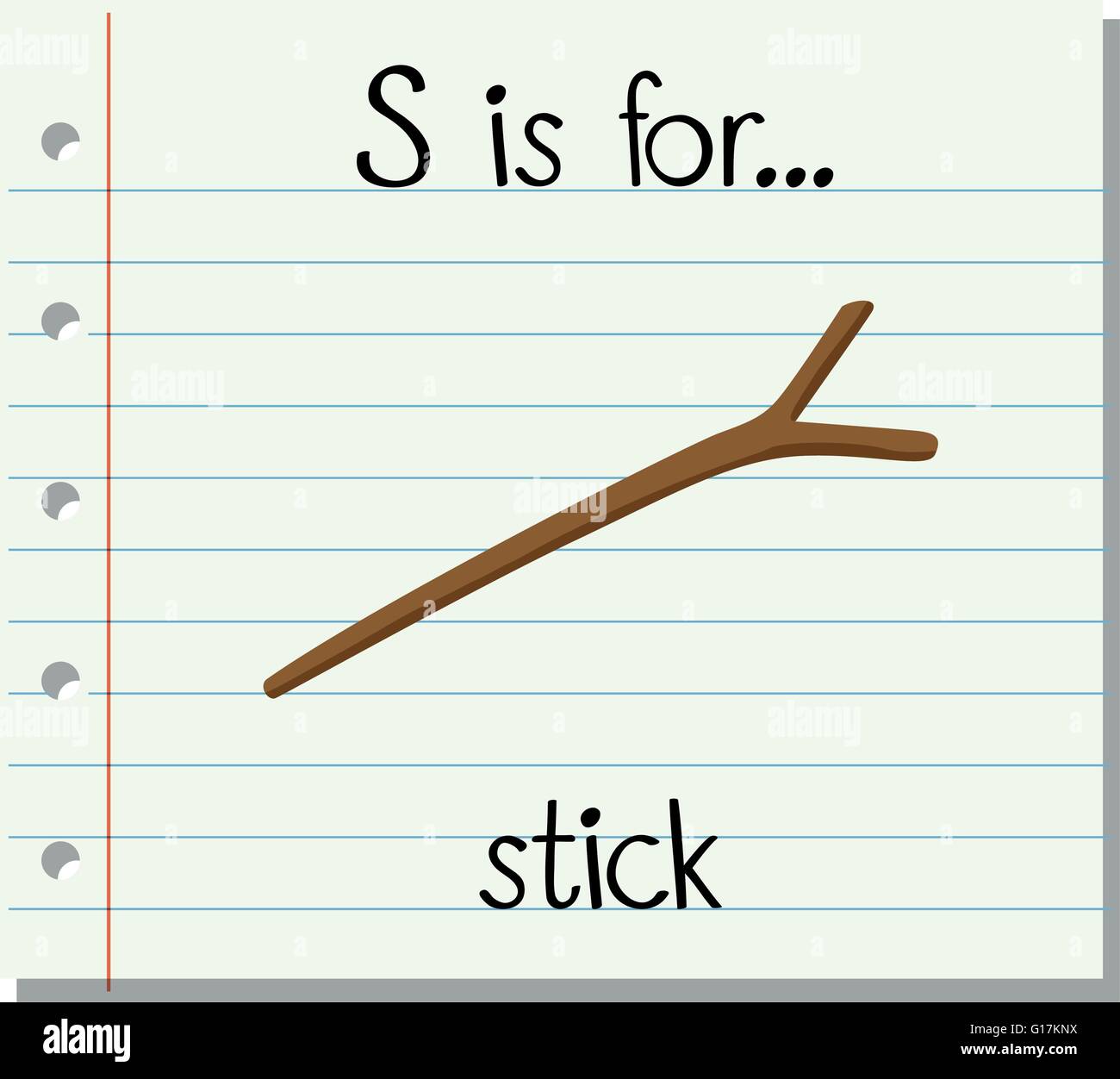 Flashcard letter S is for stick illustration Stock Vector