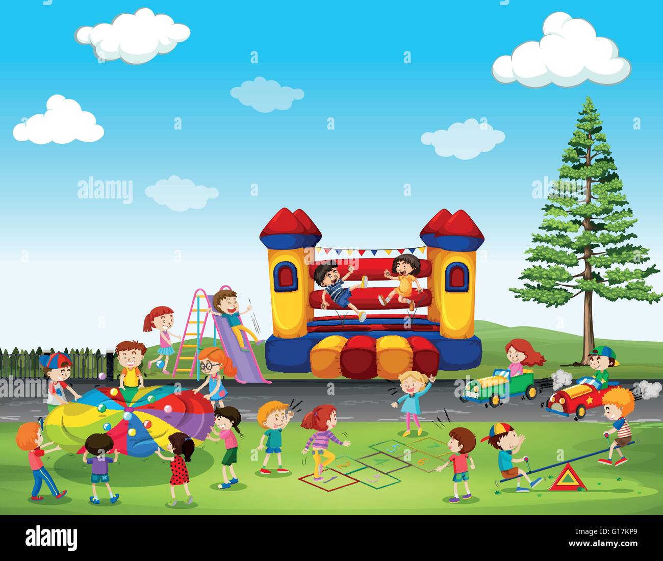 Children playing game in the park illustration Stock Vector Image & Art ...