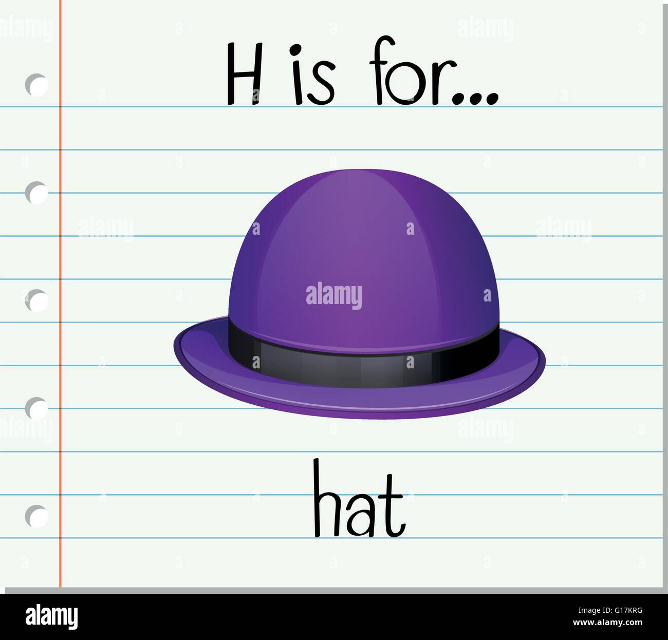 Flashcard letter H is for hat illustration Stock Vector