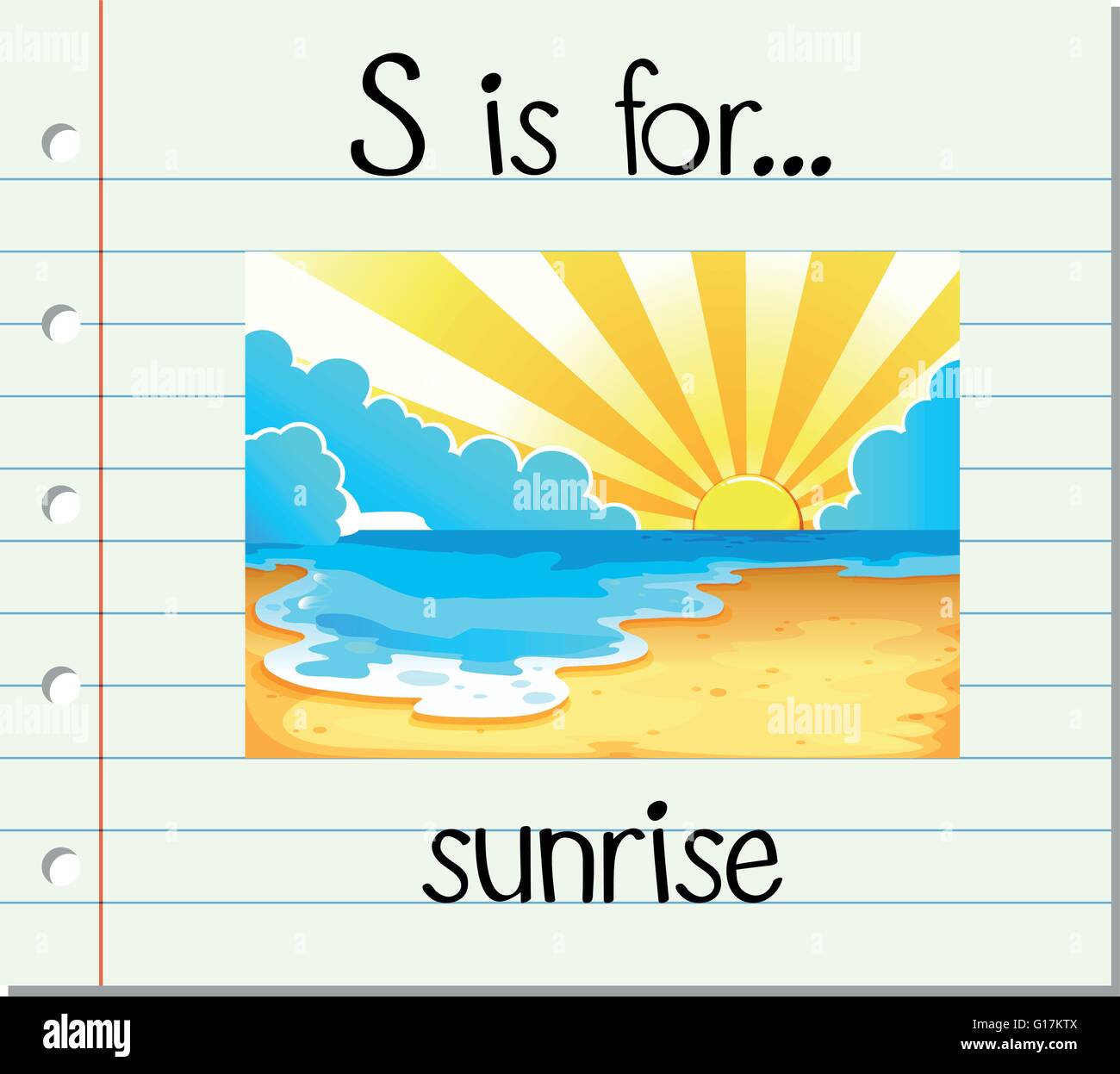 Flashcard letter S is for sunrise illustration Stock Vector Image & Art ...