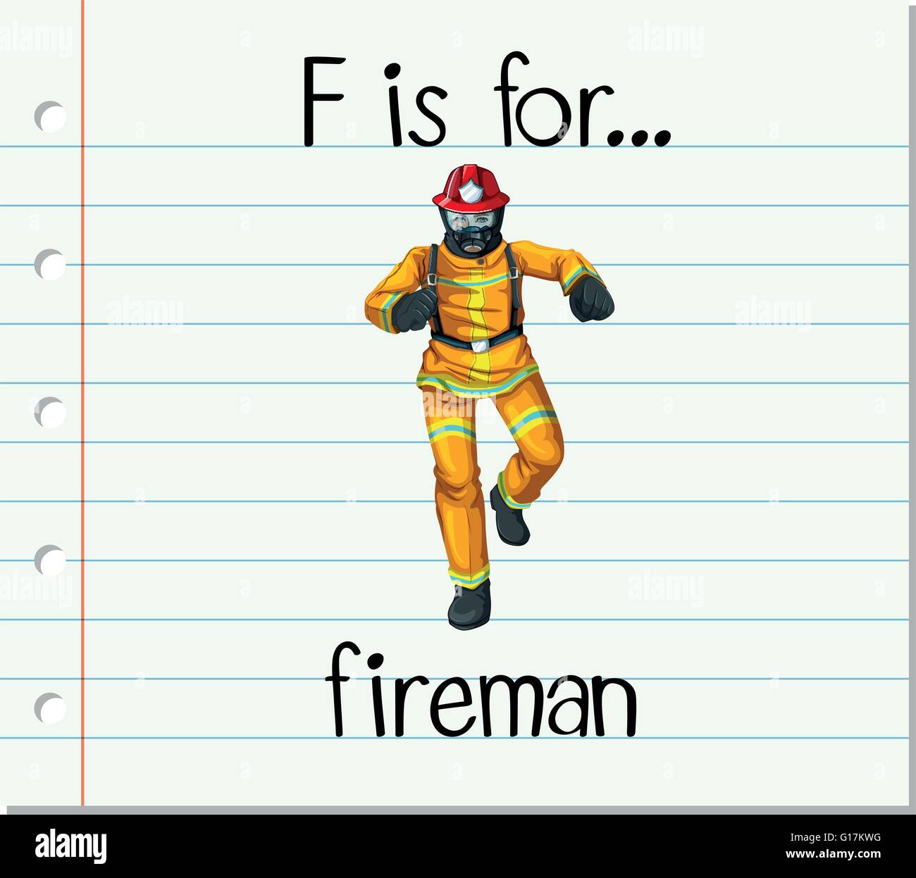 Flashcard Letter F Is For Fireman Illustration Stock Vector Image & Art ...