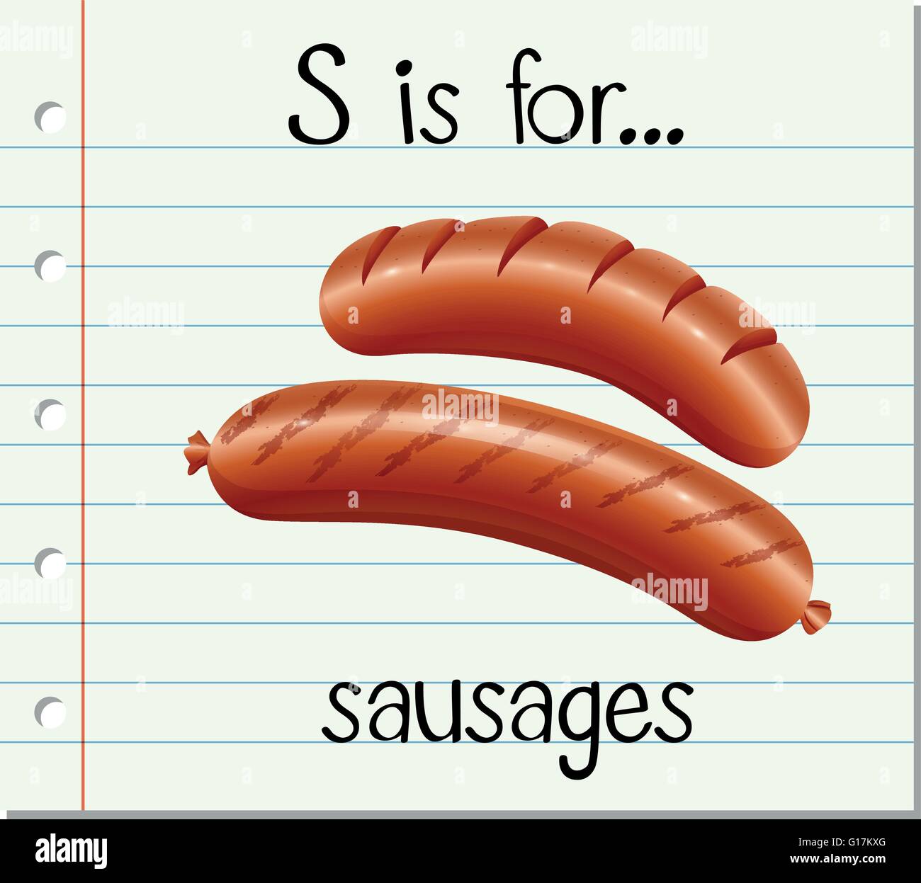 Flashcard letter S is for sausages illustration Stock Vector Image