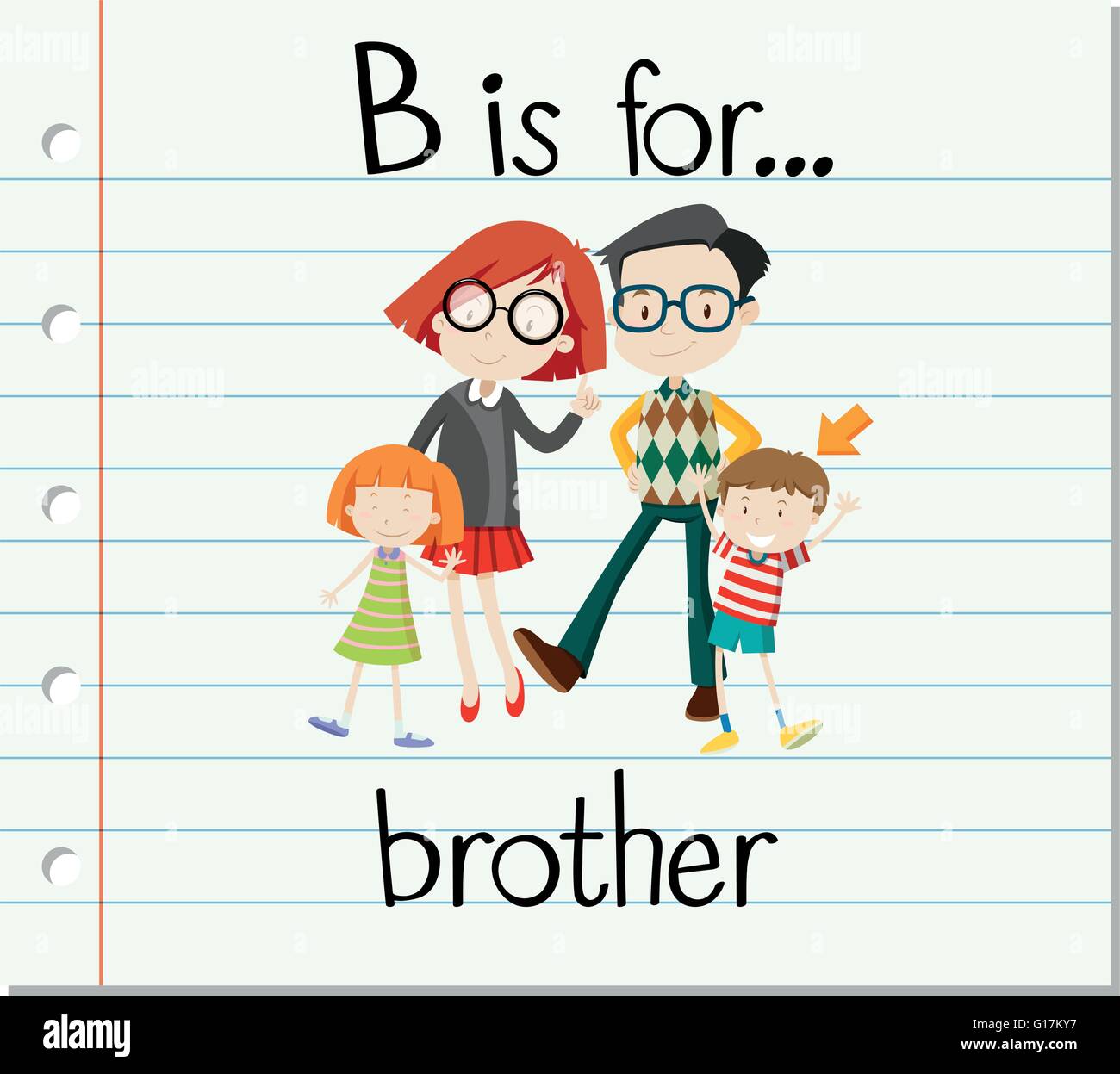 Flashcard letter B is for brother illustration Stock Vector
