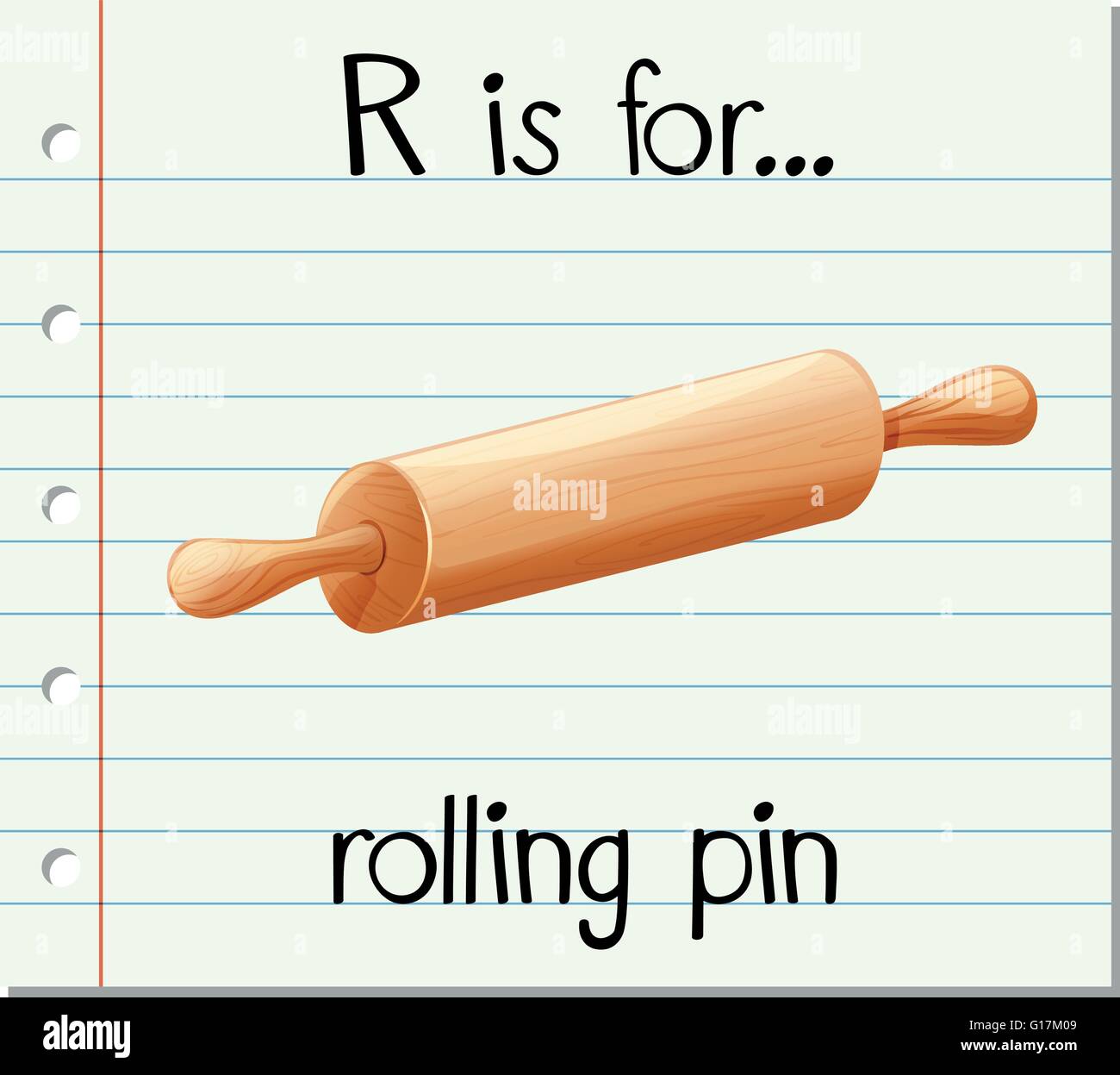 Flashcard letter R is for rolling pin illustration Stock Vector