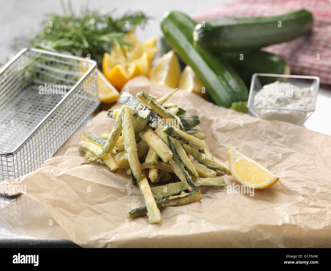 Traditional Italian dish of Zucchini Fritti Stock Photo