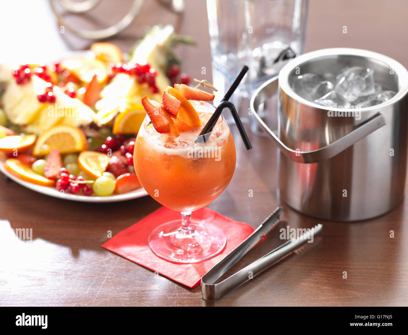 Traditional Italian drink, the Siciliano fruit cocktail Stock Photo