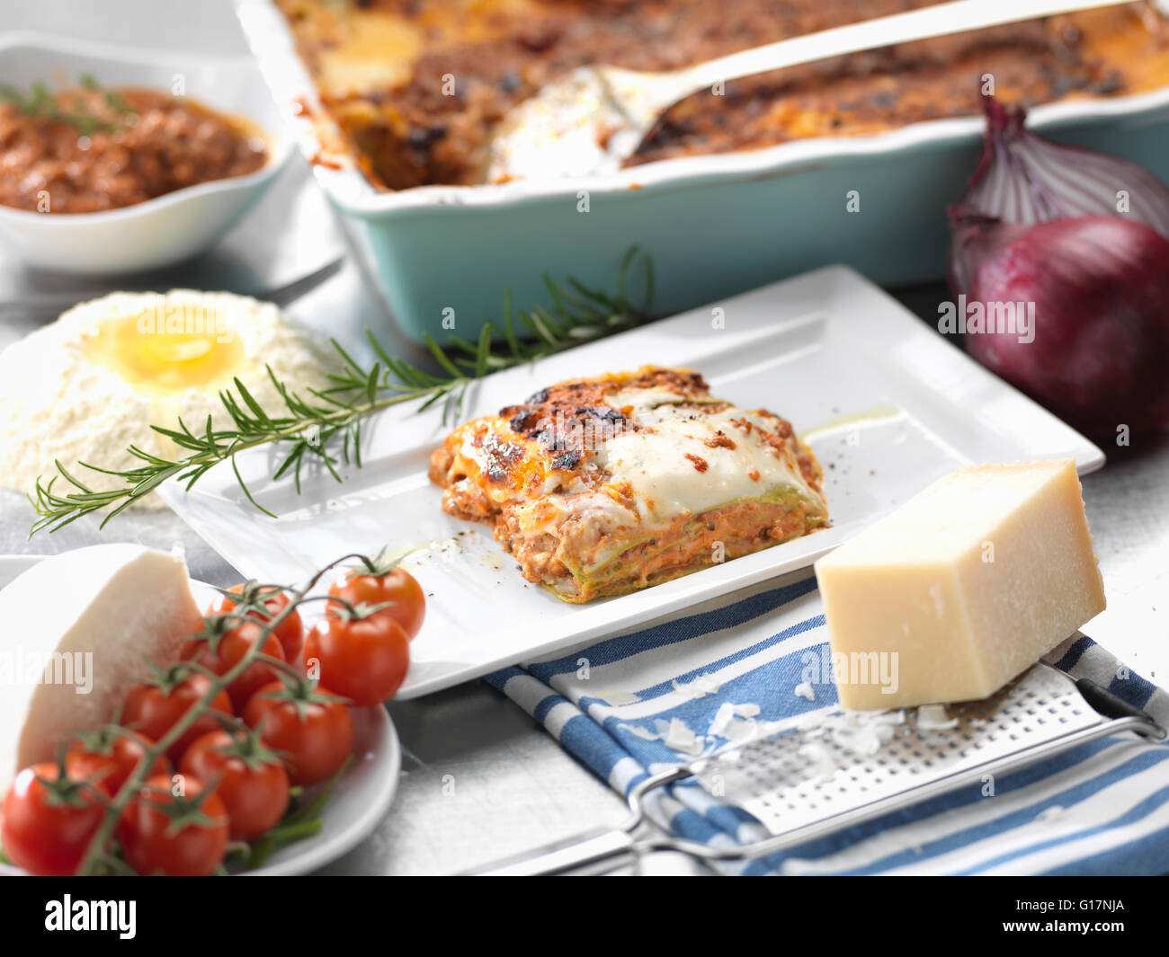 Traditional Italian meal of Lasagne alla Bolognese Stock Photo