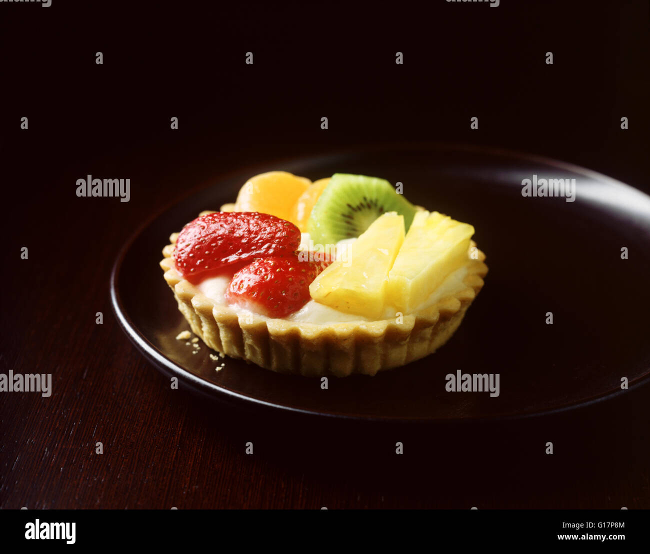 Summer fruit tart on plate Stock Photo